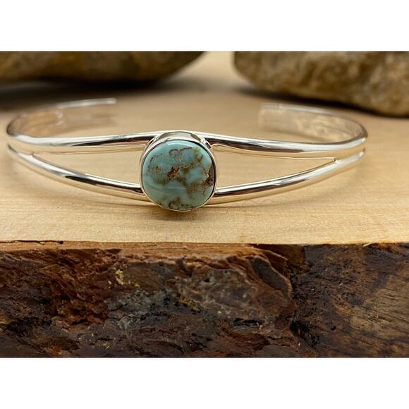 Beautiful Native American‎ Navajo Sterling Silver Golden Hill Turquoise - Picture 1 of 5
